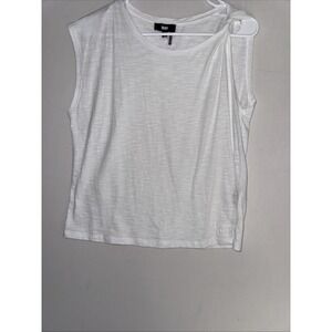 DKNY Top Tank Women's White Stretch Workout  Twisted Sleeveless Size Small